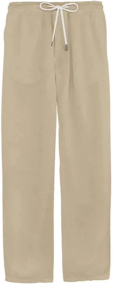 2025 Summer Beach Linen Pants for Men Casual Loose Drawstring Vacation Yoga Straight Leg Trousers Lounge Comfy Pants