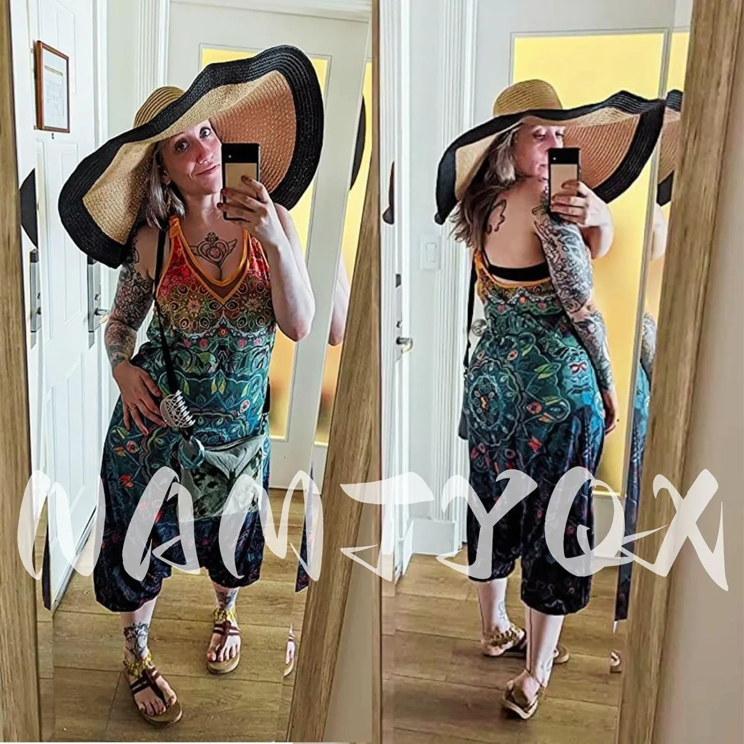 2025 Women Boho Overalls Plus Size Summer Fashion Jumpsuit Loose Fit Rompers Floral Printed Baggy Bohemia Harem Pants