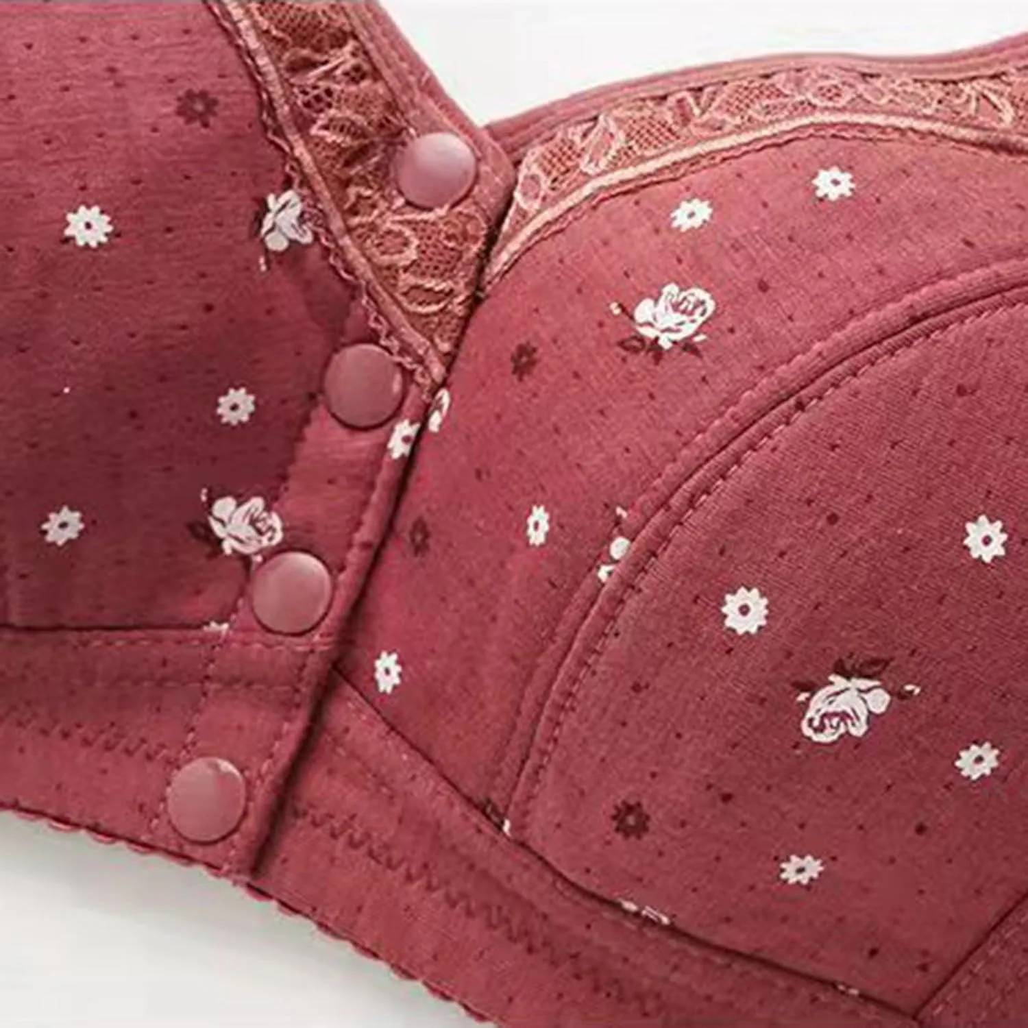 3 PC Daisy Bras for Older Women No Underwire Front Closure Comfort Senior Comfort Full Coverage Snap Closing Bralettes