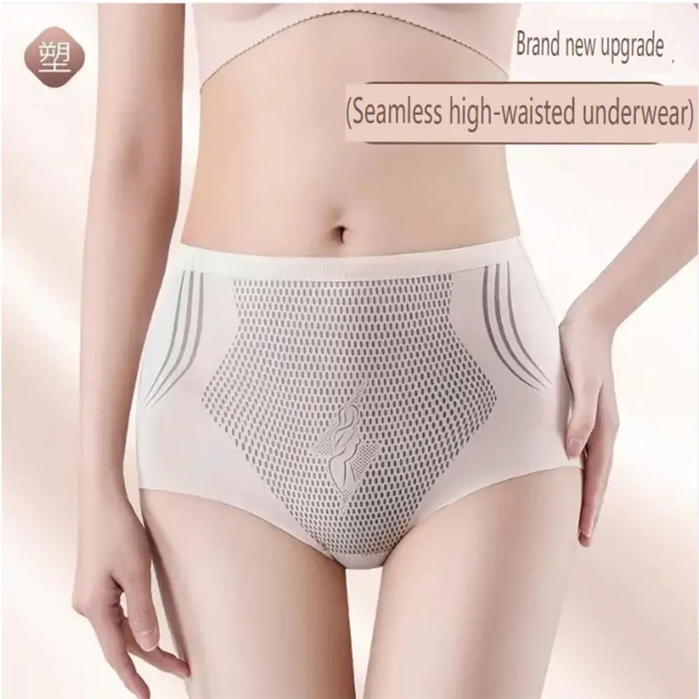 3PCS High Waist Seamless Liquid Ice Silk Shaping Pants Women Butt Lifting Ice Silk Body Shapewear