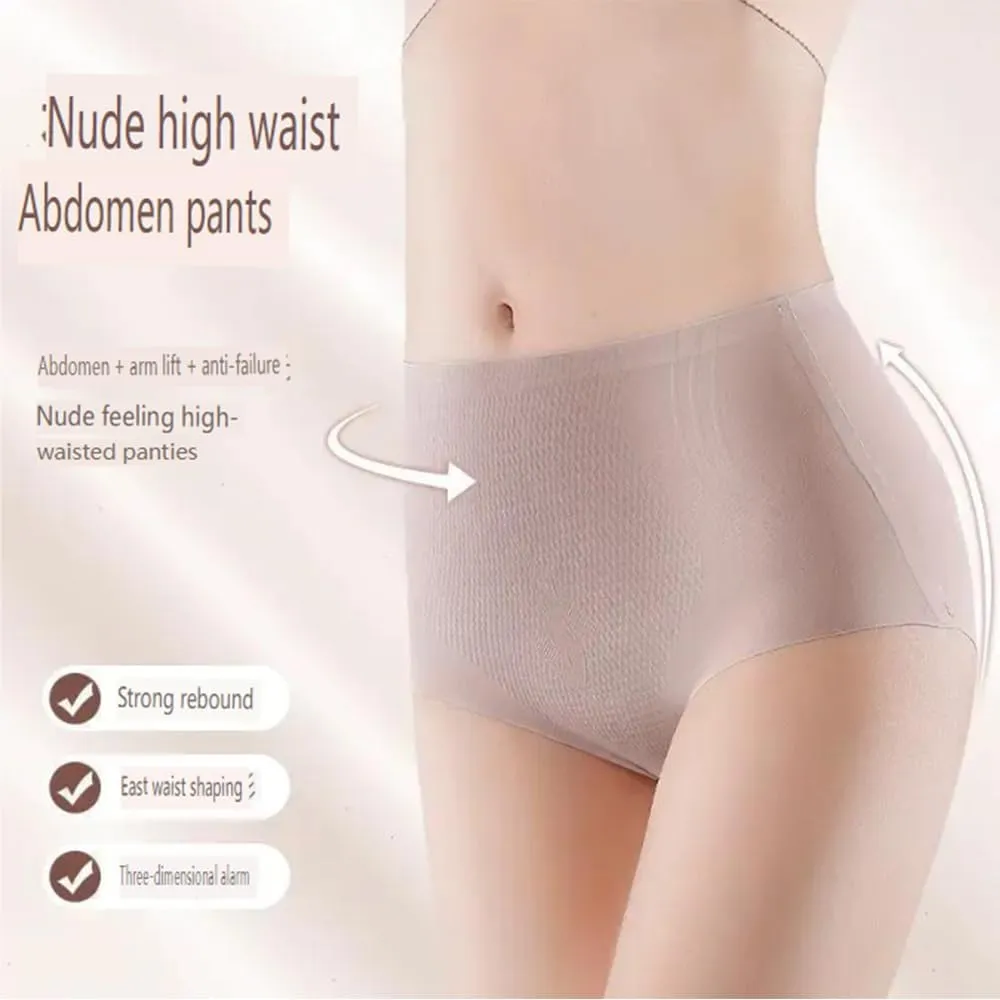 3PCS High Waist Seamless Liquid Ice Silk Shaping Pants Women Butt Lifting Ice Silk Body Shapewear