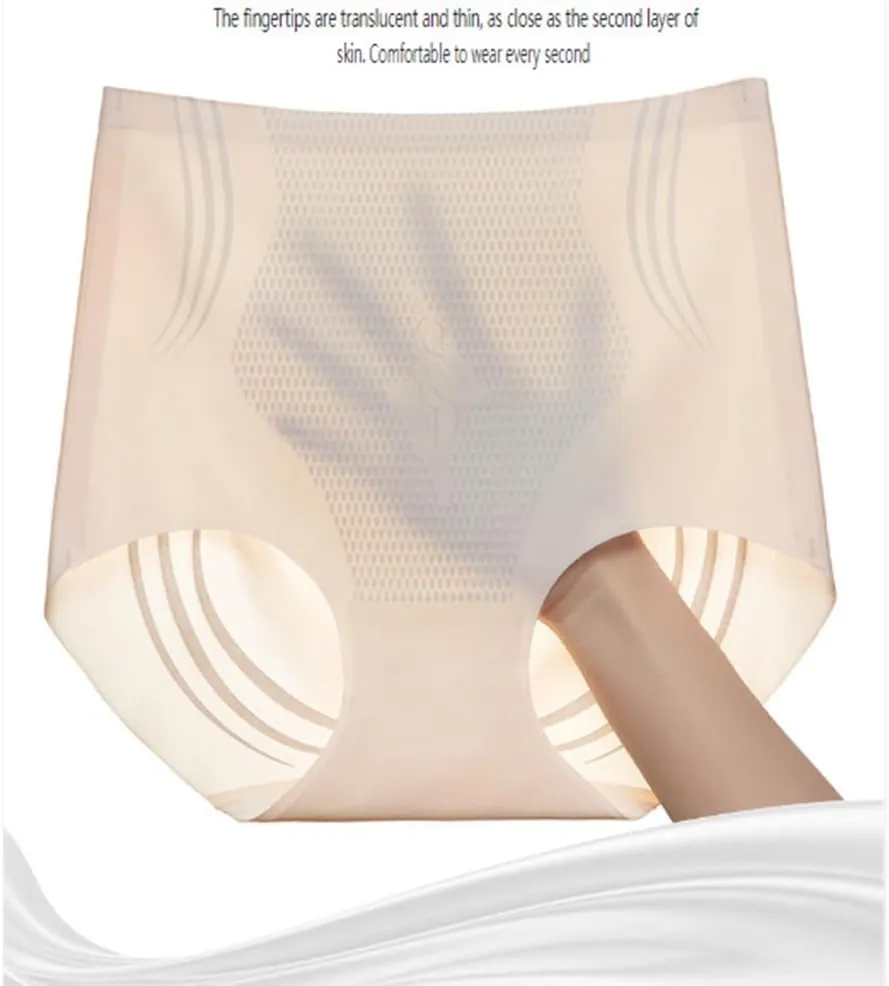 3PCS High Waist Seamless Liquid Ice Silk Shaping Pants Women Butt Lifting Ice Silk Body Shapewear