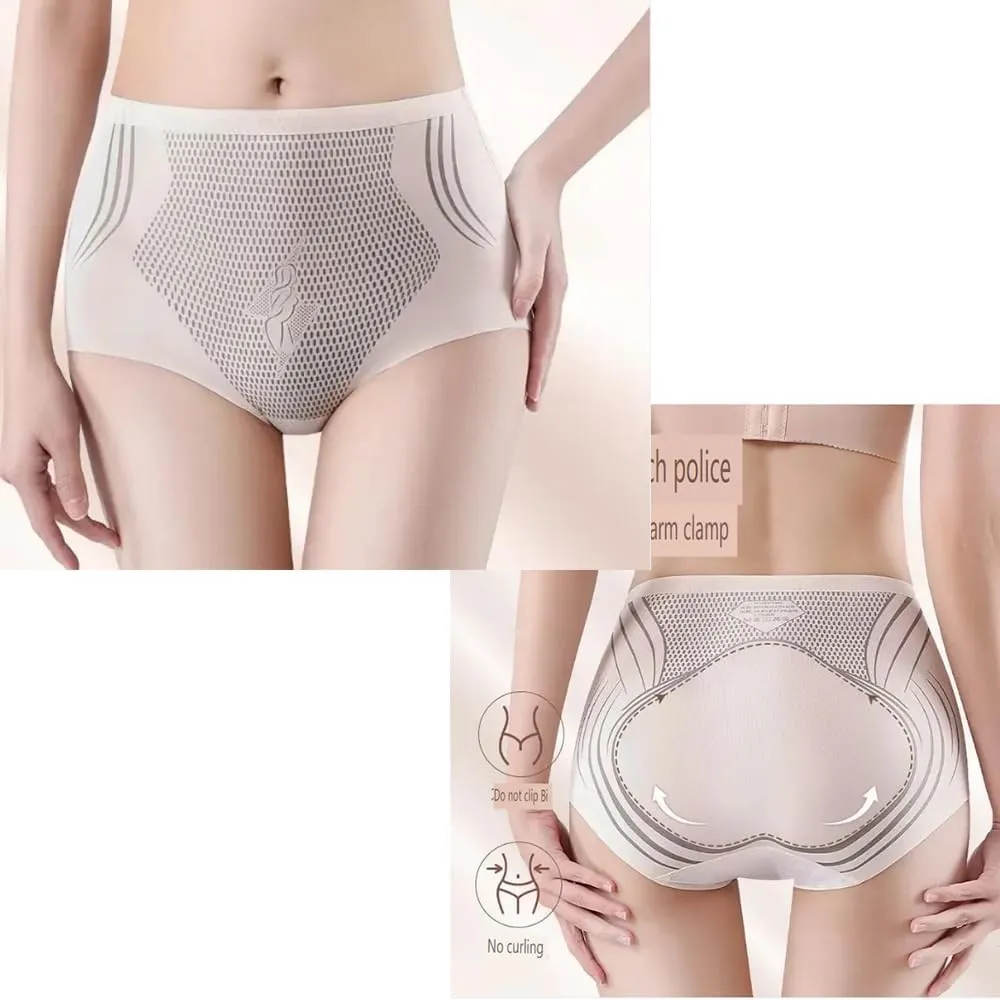 3PCS High Waist Seamless Liquid Ice Silk Shaping Pants Women Butt Lifting Ice Silk Body Shapewear