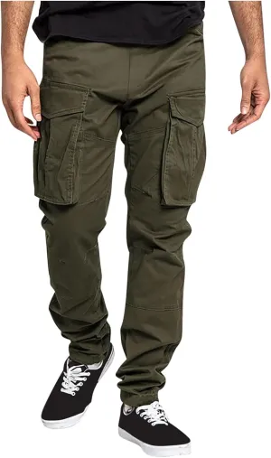 ADHOWBEW Mens Work Pants Outdoor Relaxed Fit Cargo Pockets Straight Elastic Pants