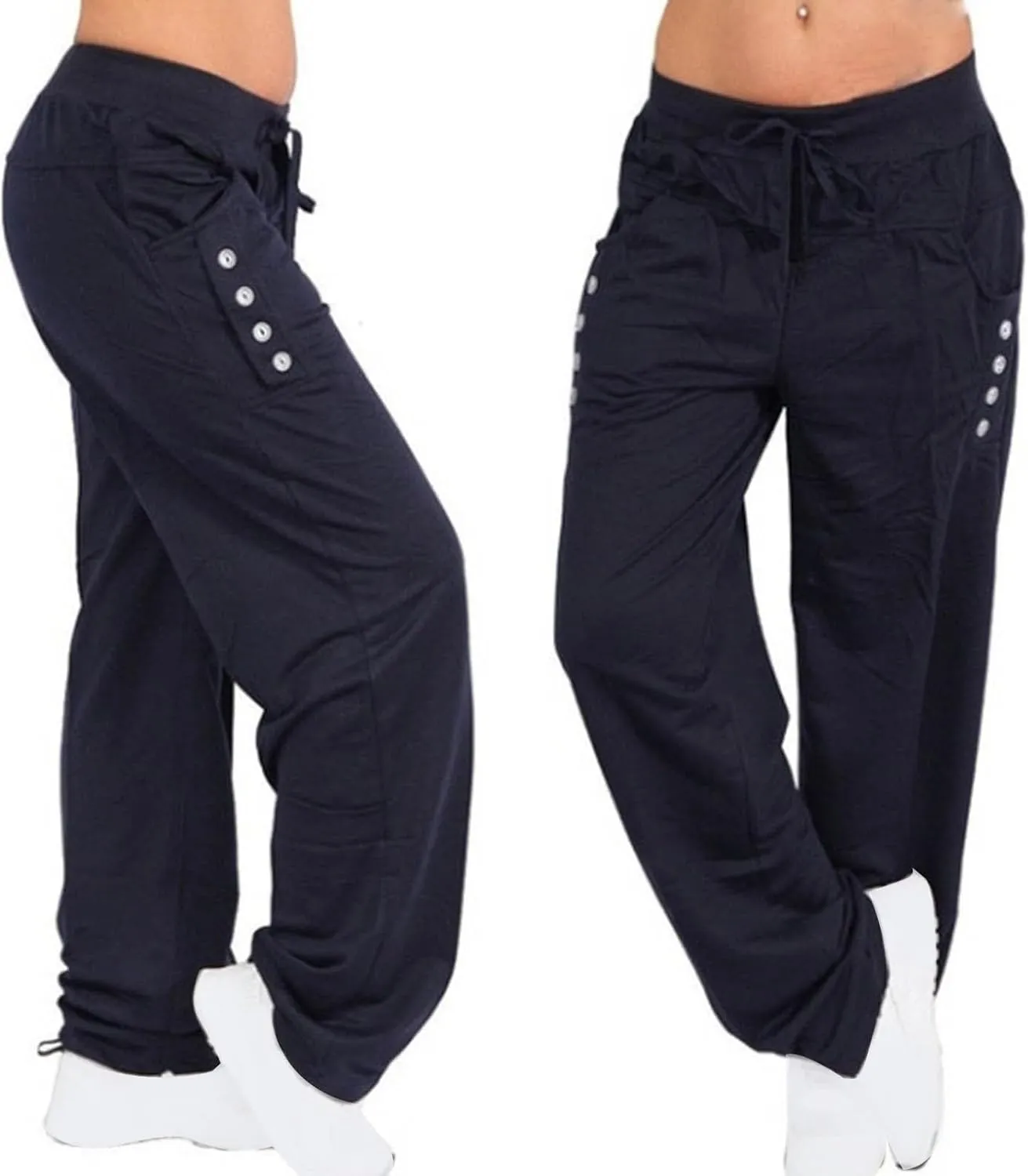 Anjikang Baggy Casual Pants for Women High Elastic Waist Wide Leg Straight Trousers Plus Size Workout Sports Yoga Sweat Pants