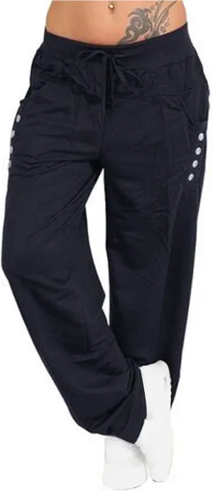 Anjikang Baggy Casual Pants for Women High Elastic Waist Wide Leg Straight Trousers Plus Size Workout Sports Yoga Sweat Pants
