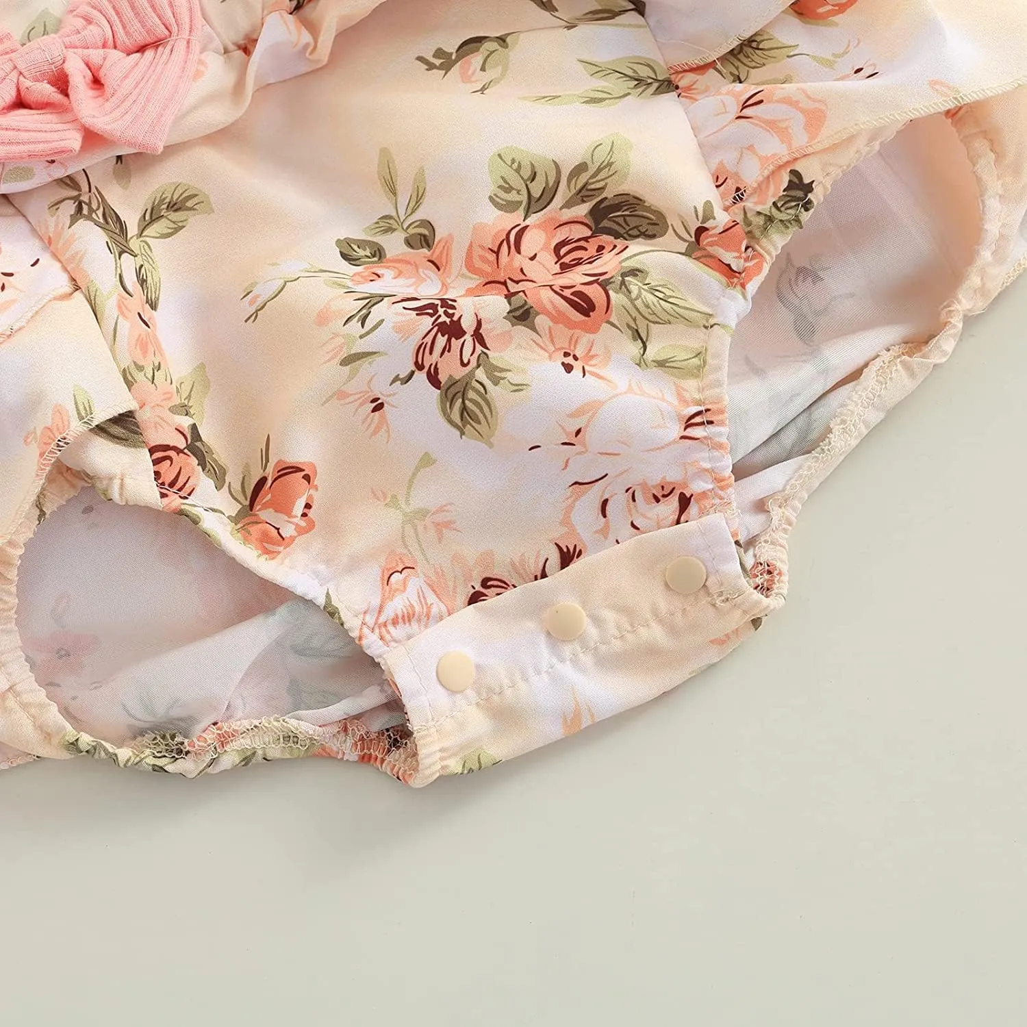 Baby Girl Floral Romper Newborn Dress Ruffle playsuit Suspender Shorts Jumpsuit Cute Summer Clothes and Headband