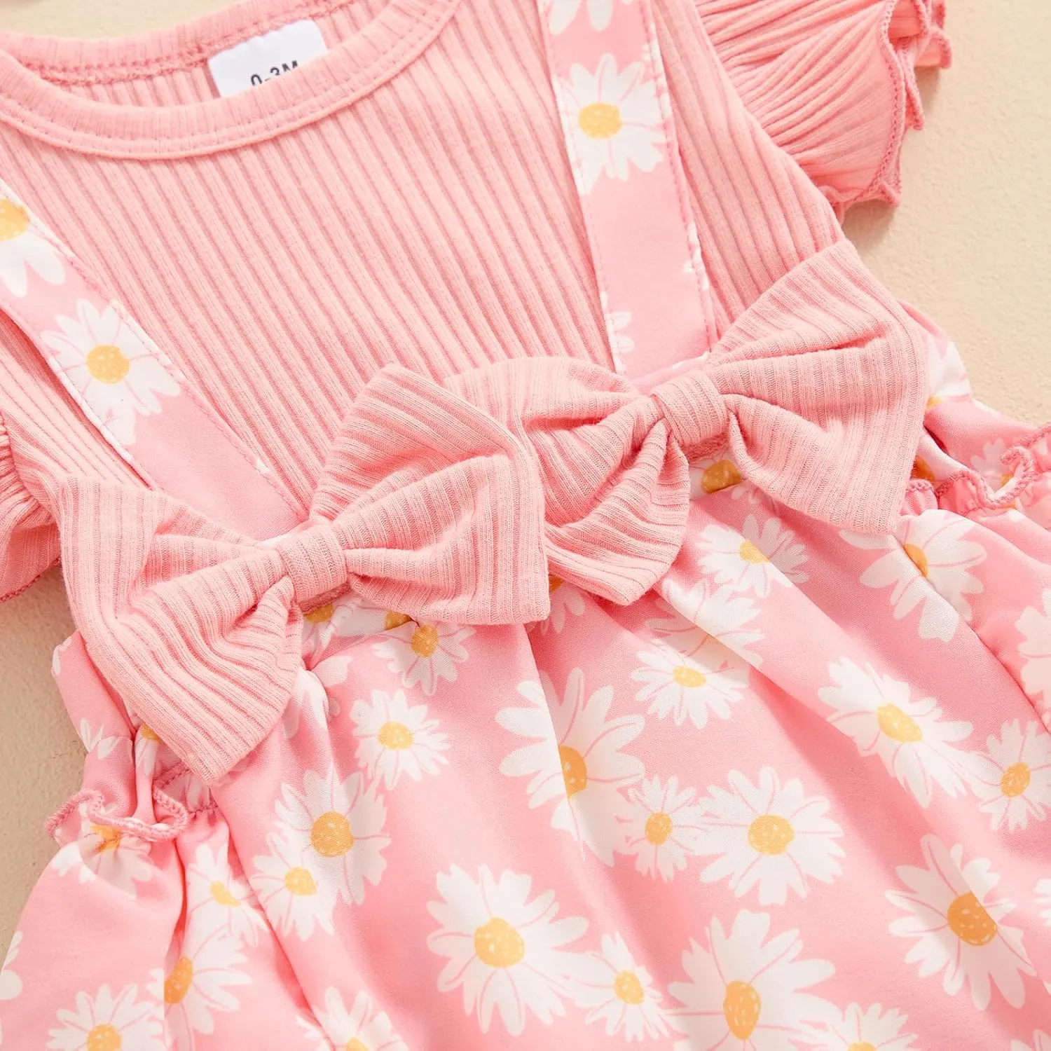 Baby Girl Outfit Floral Daisy Romper Newborn Dress Ruffle Infant Jumpsuit Dresses Cute Summer Clothes and Headband