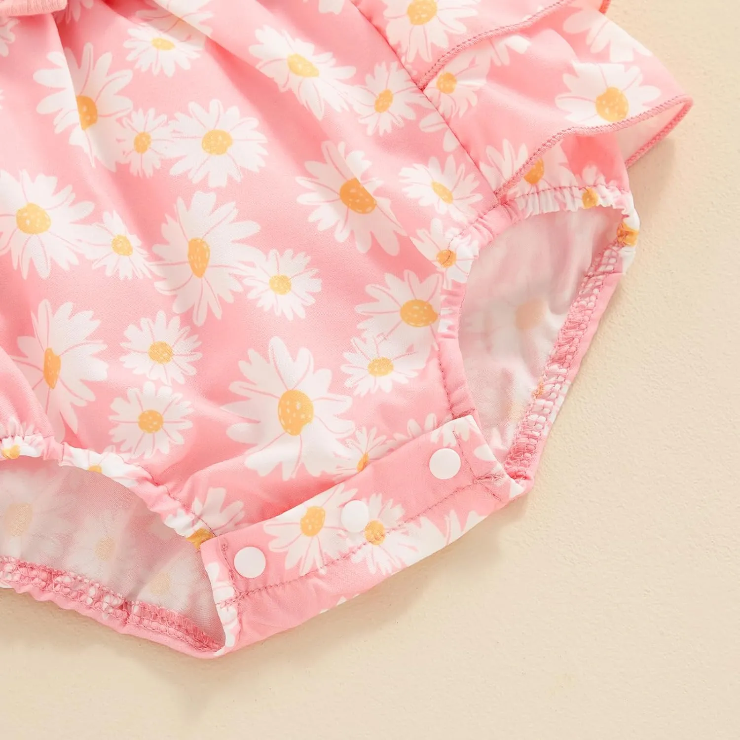 Baby Girl Outfit Floral Daisy Romper Newborn Dress Ruffle Infant Jumpsuit Dresses Cute Summer Clothes and Headband