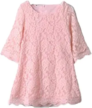 Baby Girls Short Sleeve Flower Lace Dress A-Line Tulle Dress Classical Wedding Party Dress