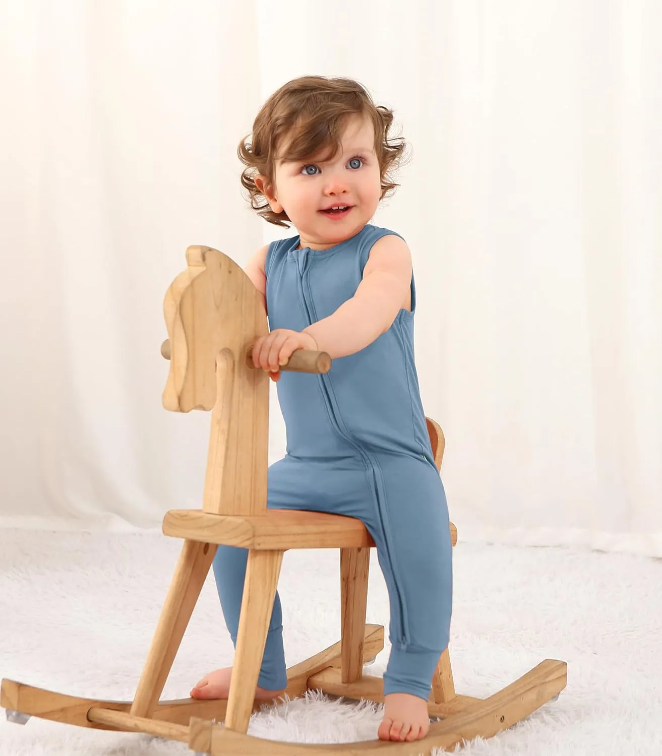 Baby Rompers Sleeveless 2 Way Zipper Sleepers Infant Pjs Newborn Boys Girls Bamboo Viscose 1 or 2-Pack Romper