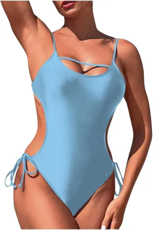Bathing Suits for Women One Piece Tummy Control Sexy Swimsuit Spaghetti Strap Swimwear Slimming Backless Swimsuit