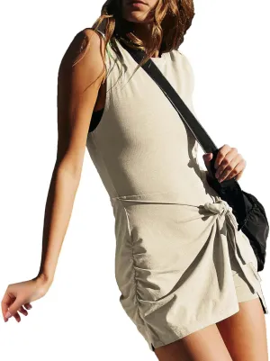 Beach Vacation Clothes for Women Workout Athletic Short Rompers Jumpsuits Women's Casual Sleeveless Dresses