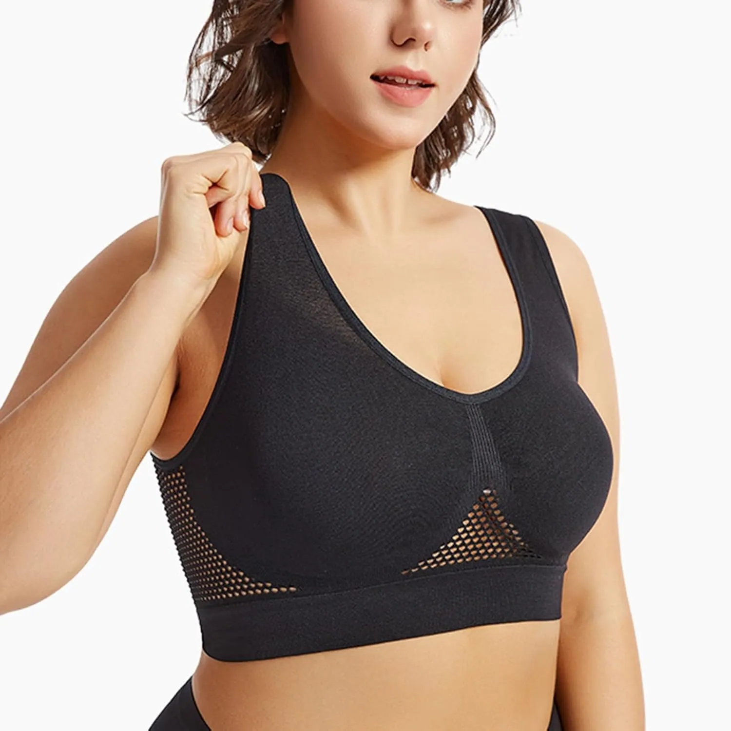 Breathable Sports Bras for Women 2025 Cooling Mesh Comfort Wireless Bra Solid Color Lift Up Air Bra Active Yoga Bra
