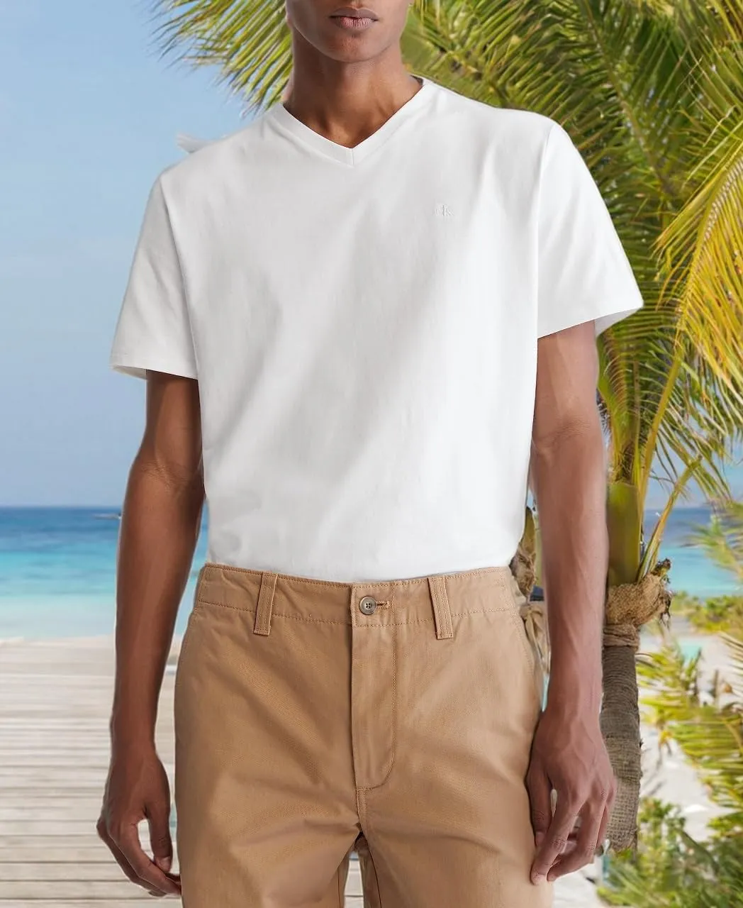 Calvin Klein Men's Smooth Cotton Solid V-Neck T-Shirt