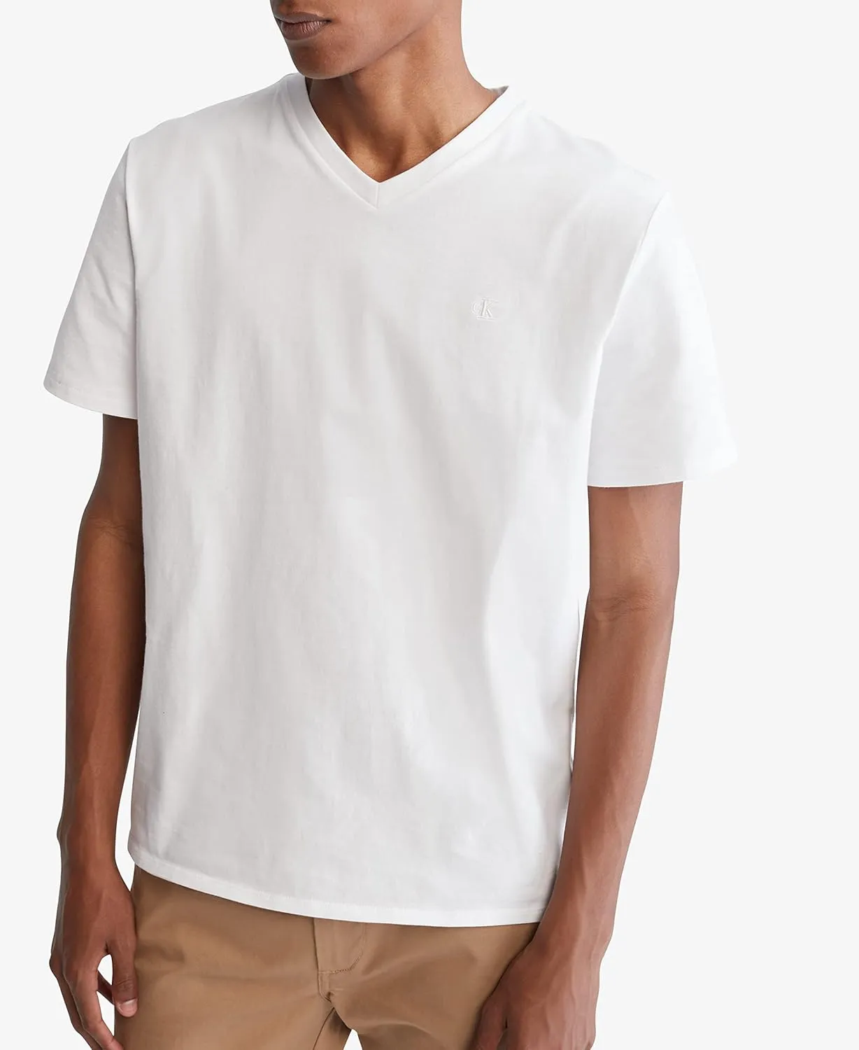 Calvin Klein Men's Smooth Cotton Solid V-Neck T-Shirt