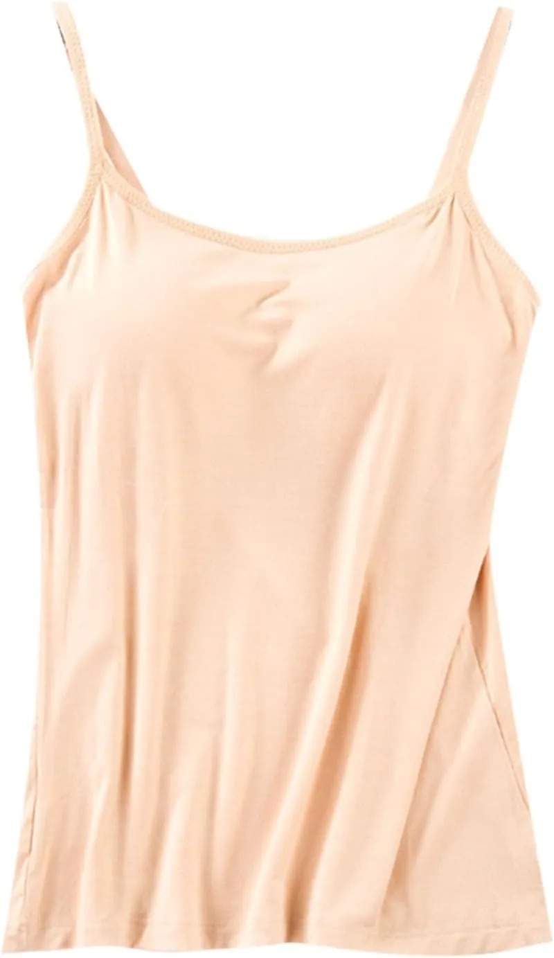 Camisole Tops for Women Built in Bra Spaghetti Strap Workout Yoga Shirts Basic Padded Tank Tops Summer Shelf Bra