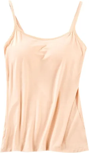 Camisole Tops for Women Built in Bra Spaghetti Strap Workout Yoga Shirts Basic Padded Tank Tops Summer Shelf Bra