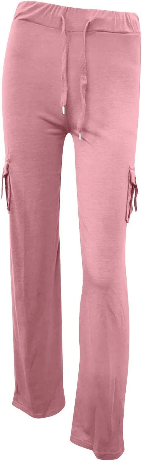 Cargo Pants for Women Plus Size High Waist Wide Leg Lounge Trousers Yoga Bootcut Flare Pant with Multi Pockets