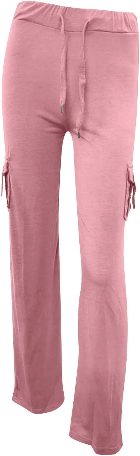 Cargo Pants for Women Plus Size High Waist Wide Leg Lounge Trousers Yoga Bootcut Flare Pant with Multi Pockets