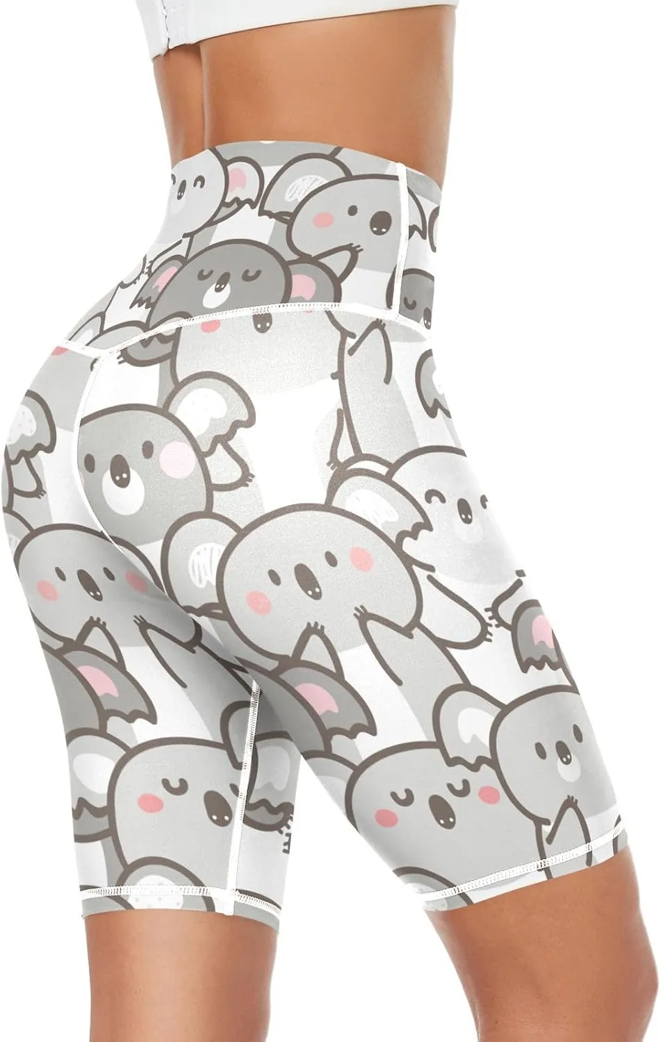 Cartoon Koala Bear Slim Leg Yoga Pants for Women Seamless Butt Lifting Leggings for Women X-Small