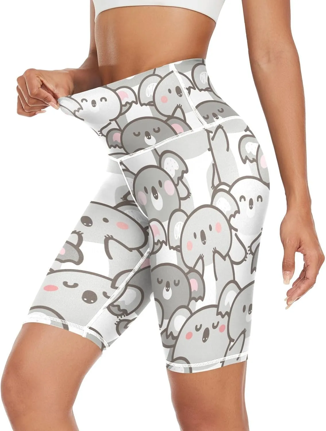 Cartoon Koala Bear Slim Leg Yoga Pants for Women Seamless Butt Lifting Leggings for Women X-Small