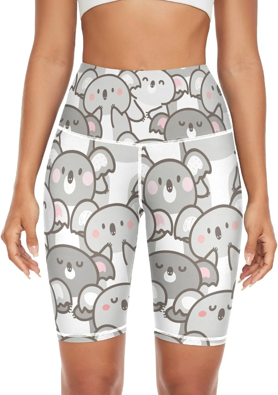 Cartoon Koala Bear Slim Leg Yoga Pants for Women Seamless Butt Lifting Leggings for Women X-Small