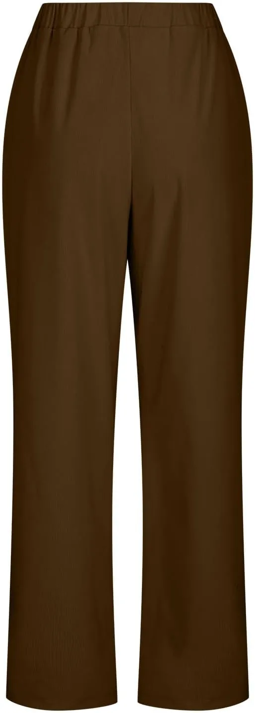 Casual Corduroy Pants for Women Solid Elastic High Waist Pants Loose Comfy Straight Leg Pants Loose Comfort Trousers