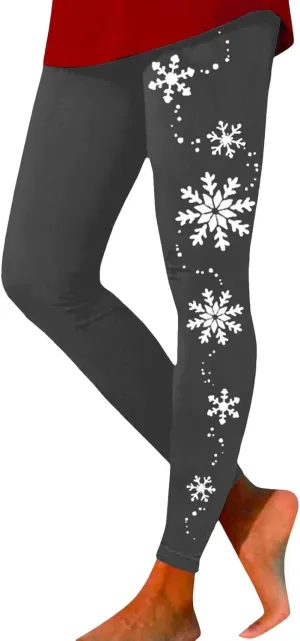 Christmas Leggings for Men Women Casual Cute Christmas Santa Print Inside Trendy Snowflake Graphic Print