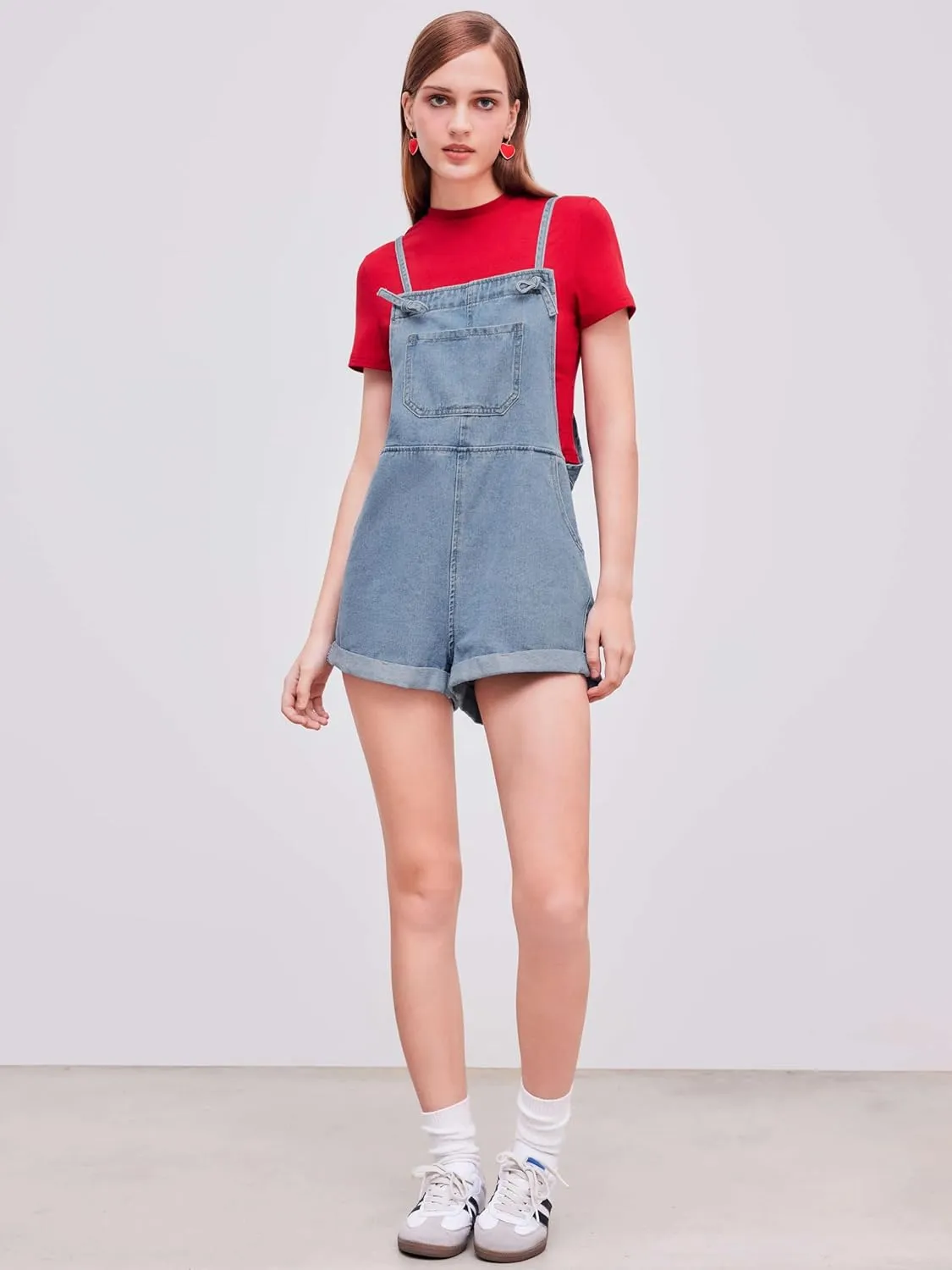 CIDER Overall Shorts For Women Jean Denim Rompers Adjustable Strap Loose Fit Overalls Summer Casual Outfits with Pockets