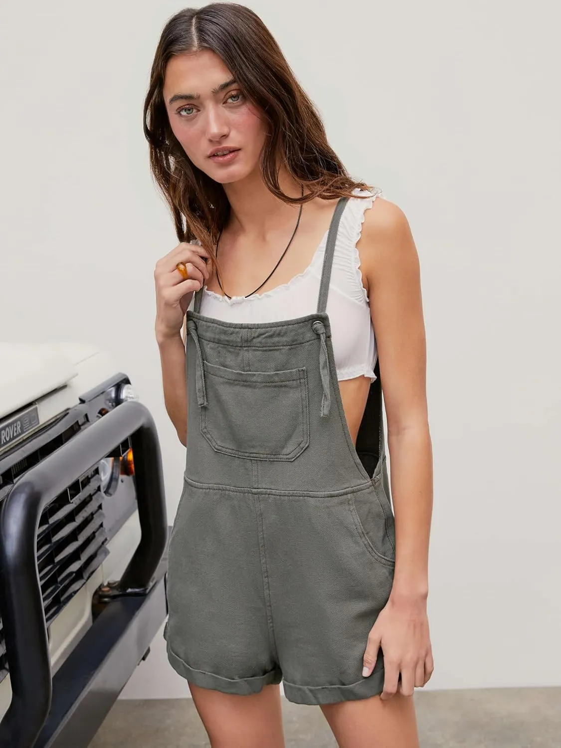CIDER Overall Shorts For Women Jean Denim Rompers Adjustable Strap Loose Fit Overalls Summer Casual Outfits with Pockets