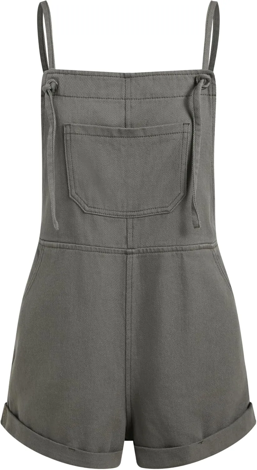 CIDER Overall Shorts For Women Jean Denim Rompers Adjustable Strap Loose Fit Overalls Summer Casual Outfits with Pockets