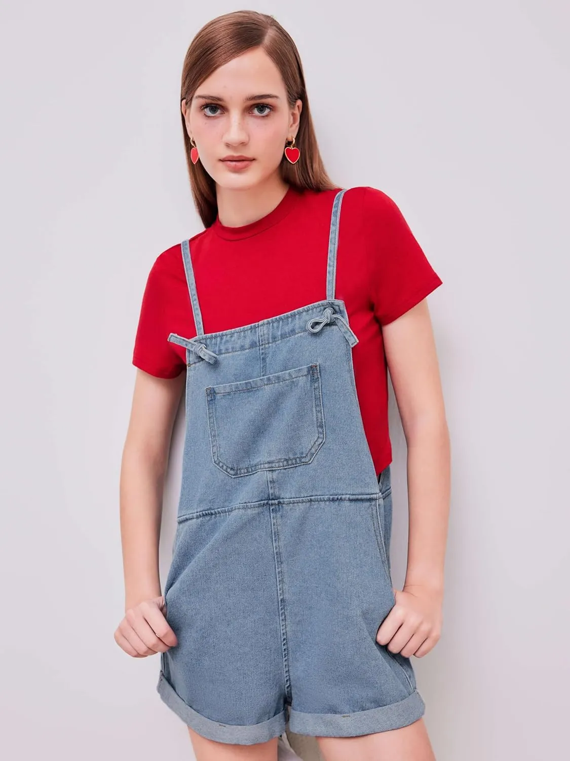 CIDER Overall Shorts For Women Jean Denim Rompers Adjustable Strap Loose Fit Overalls Summer Casual Outfits with Pockets