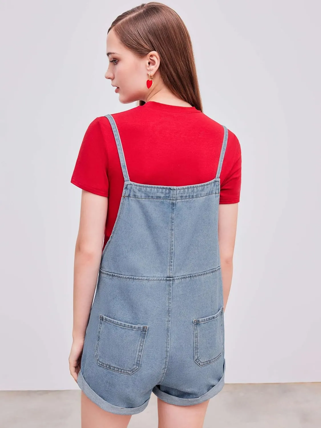 CIDER Overall Shorts For Women Jean Denim Rompers Adjustable Strap Loose Fit Overalls Summer Casual Outfits with Pockets