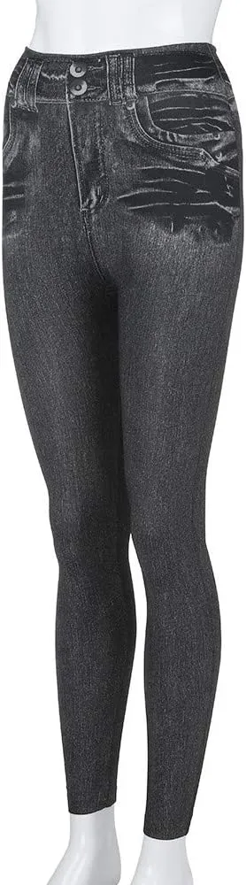 Classic Skinny Fit Curvy Denim Pants for Women Washed Stretch High Waisted Shaping Tapered Jeans Trouser with Pocket
