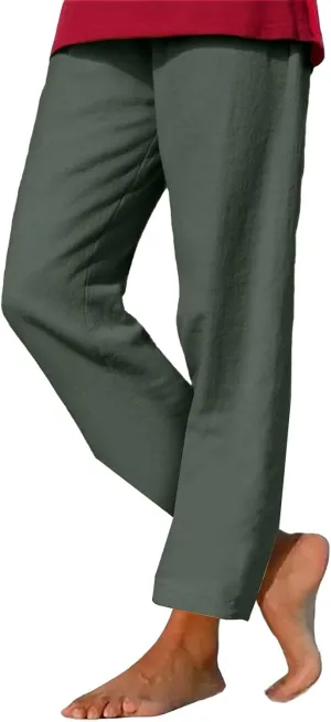 Cotton Linen Pants for Women's High Waist Straight Leg Trousers Casual Baggy Breathable Cool Beach Outfits Plus Size