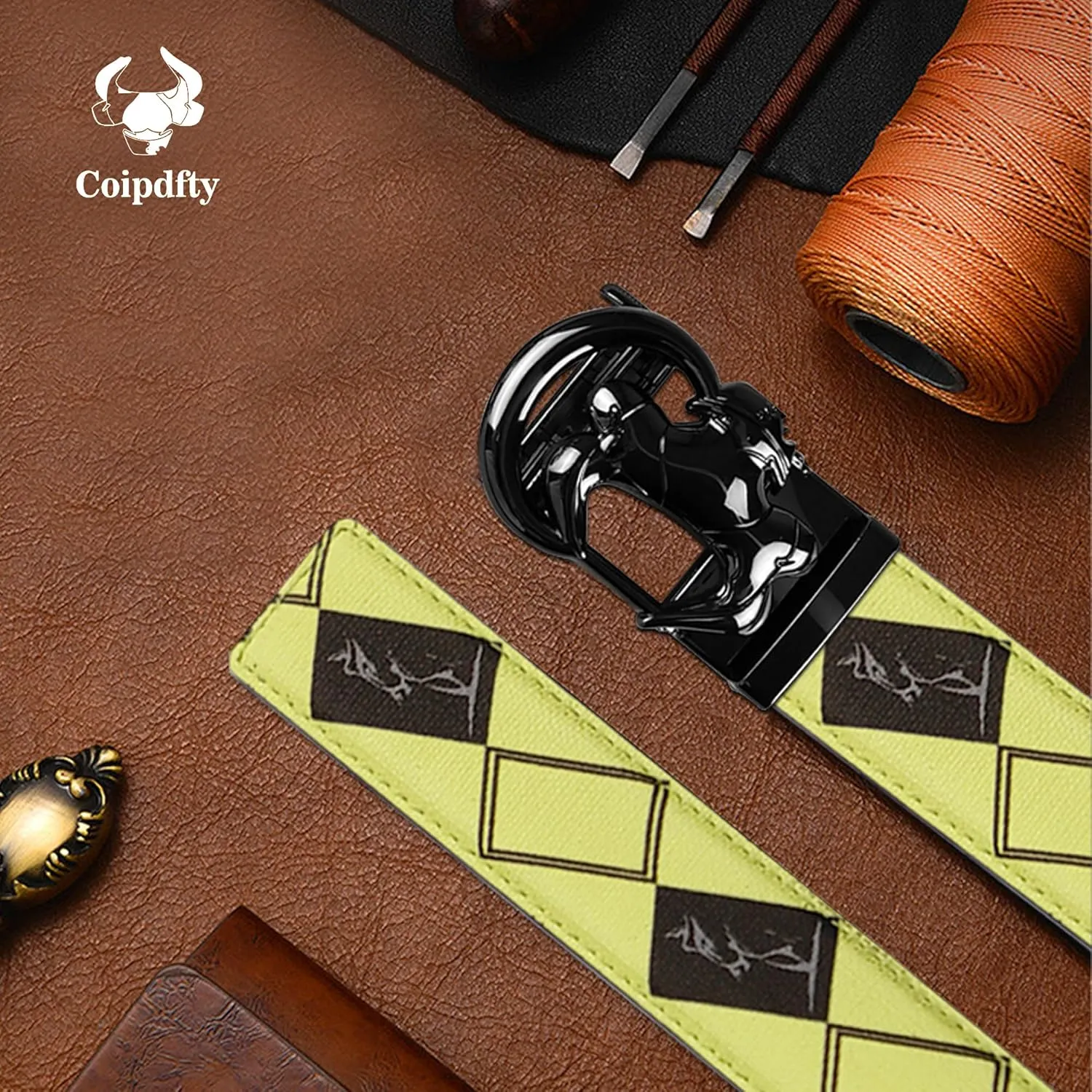 Cowboy Belt for Men Leather Ratchet Dress Belts for Men Adjustable Belt