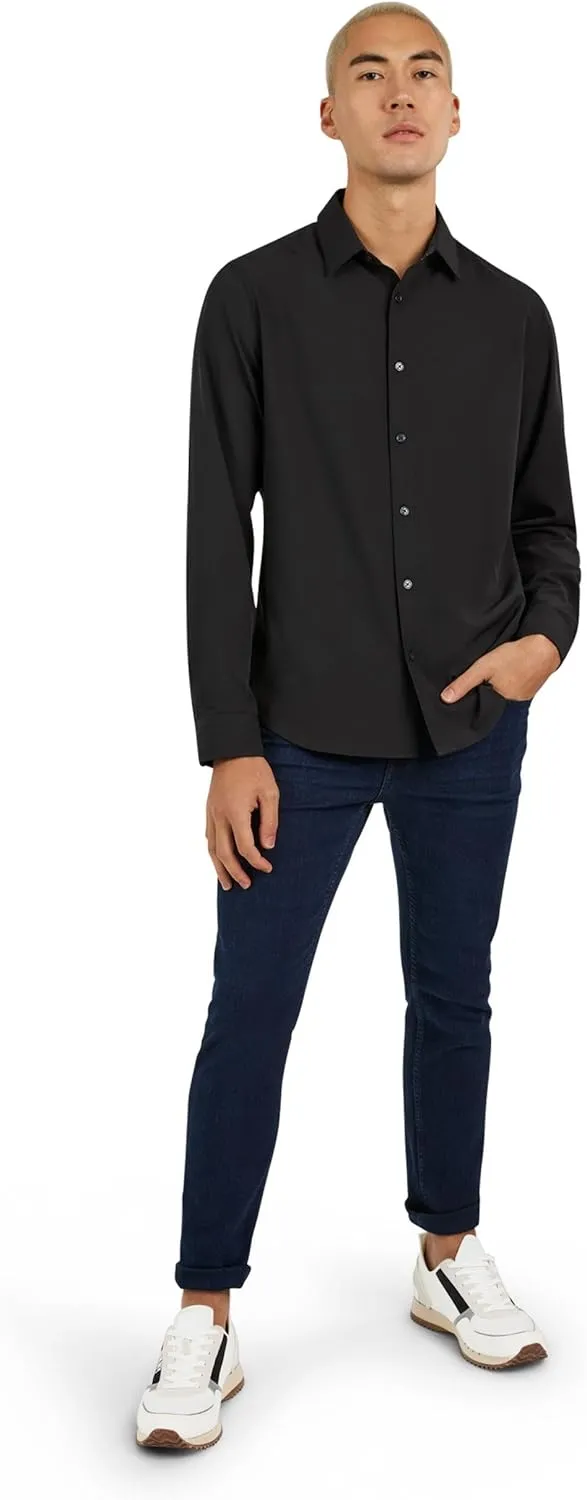 DKNY Men's Long Sleeve Button Down Shirt - Mens Casual Button Up Shirt