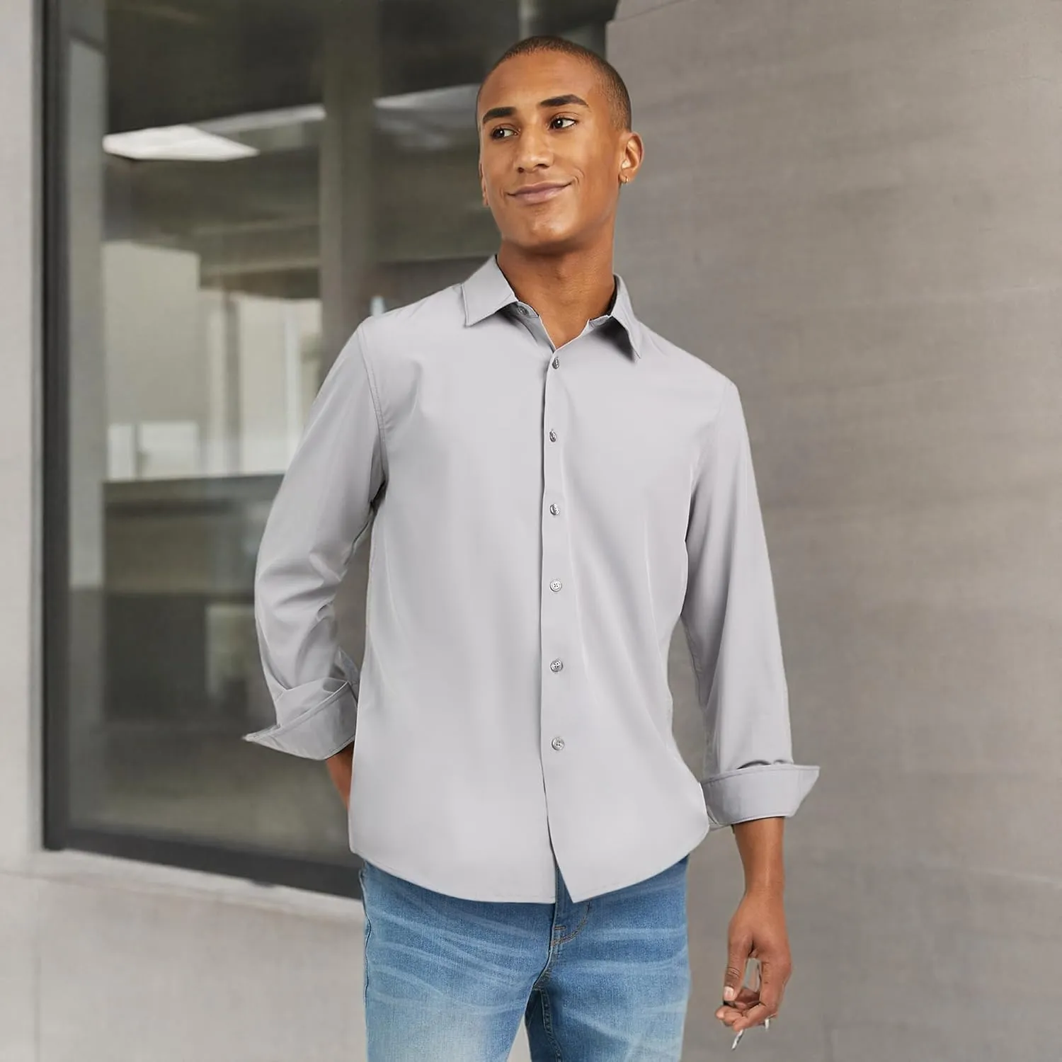 DKNY Men's Long Sleeve Button Down Shirt - Mens Casual Button Up Shirt