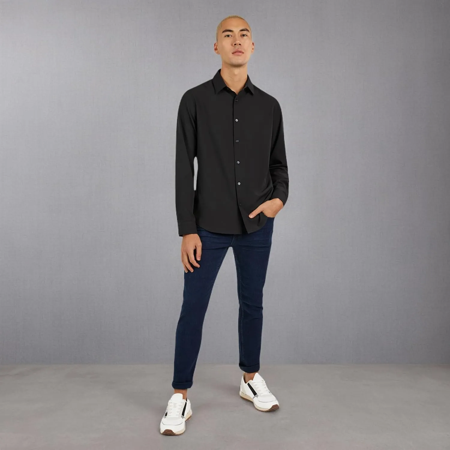 DKNY Men's Long Sleeve Button Down Shirt - Mens Casual Button Up Shirt