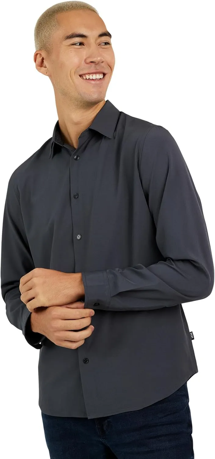 DKNY Men's Long Sleeve Button Down Shirt - Mens Casual Button Up Shirt