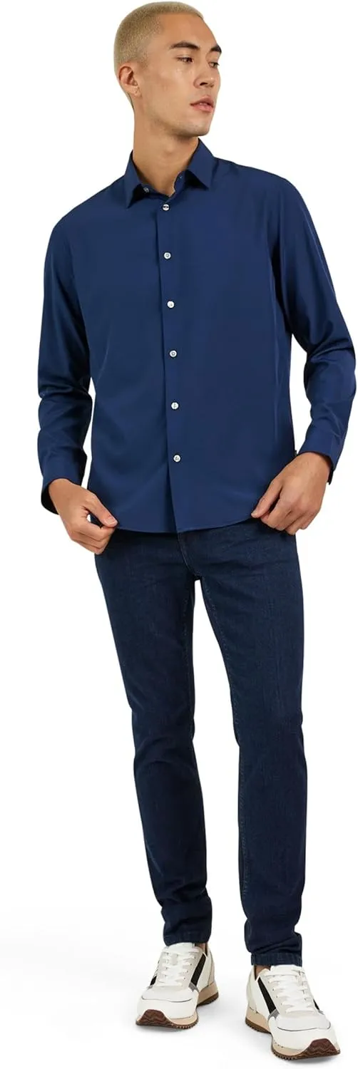 DKNY Men's Long Sleeve Button Down Shirt - Mens Casual Button Up Shirt