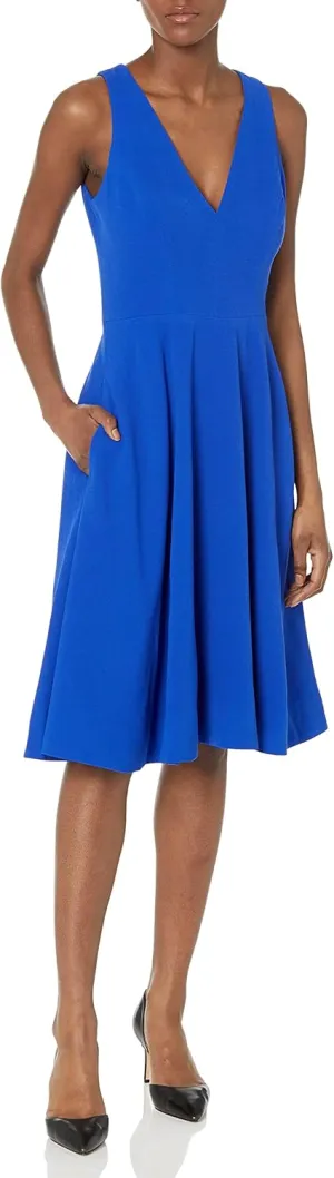 Dress the Population Women's Catalina Plunging V-Neck, a Line Midi