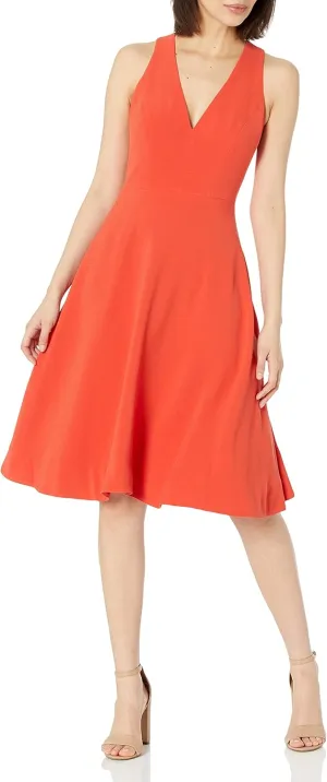 Dress the Population Women's Catalina Plunging V-Neck, a Line Midi
