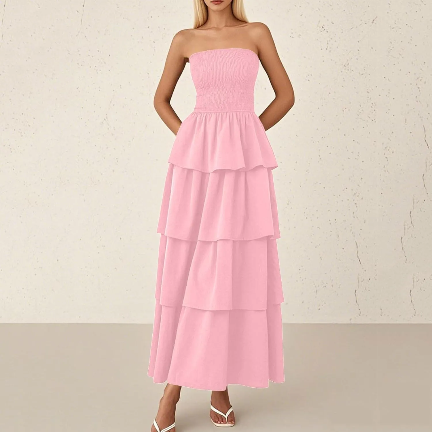 Dresses for Women 2025 Summer Beach Vacation Clothes Spring Tube Top Maxi Dresses Layering Dress