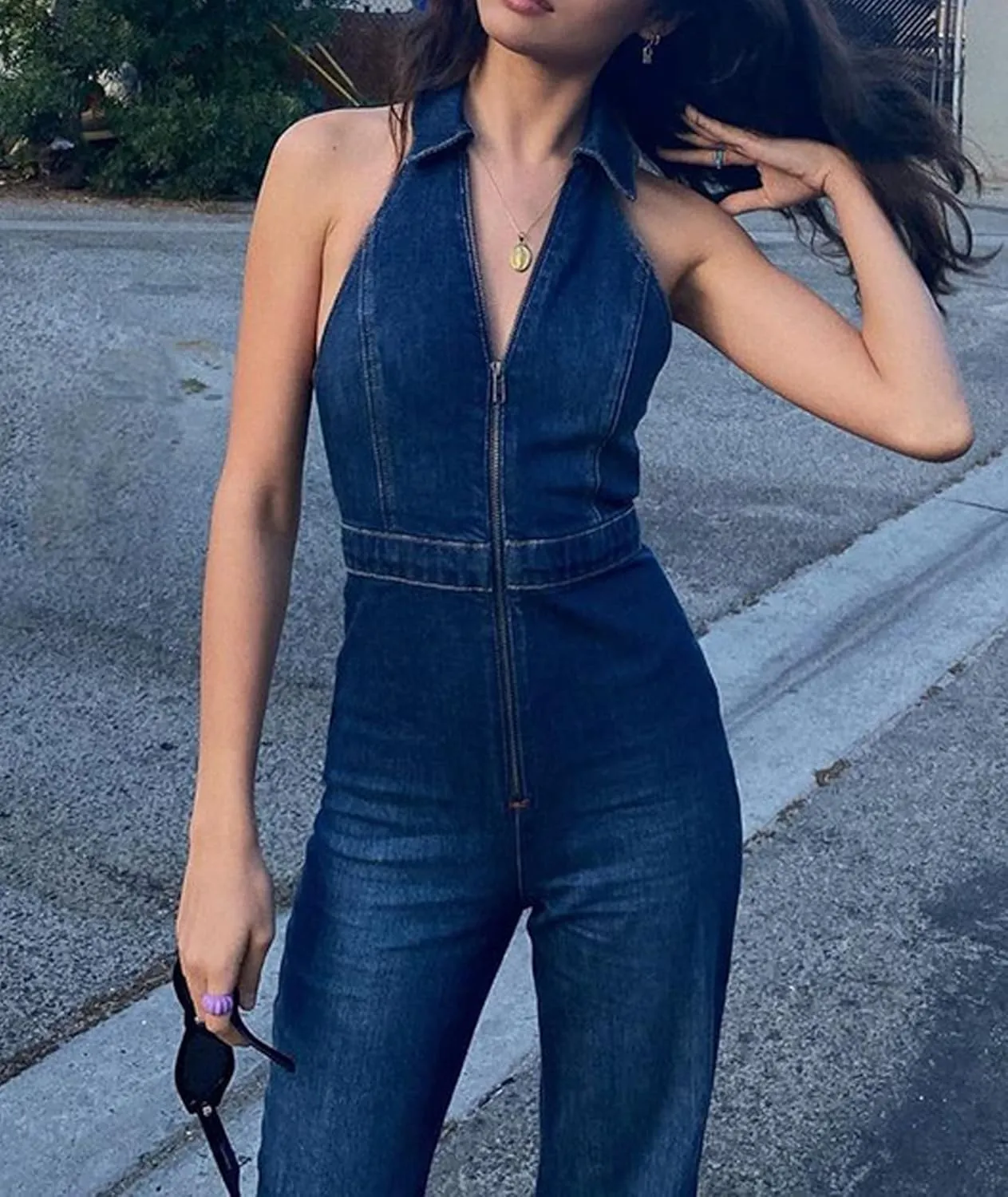 ECDAHICC Women’s Sexy Short Sleeve Night Club Denim Jumpsuits Rompers Mini Shorts One Piece Stretchy Rompers with Pocket