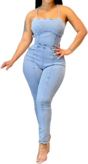 ECDAHICC Women’s Sexy Short Sleeve Night Club Denim Jumpsuits Rompers Mini Shorts One Piece Stretchy Rompers with Pocket