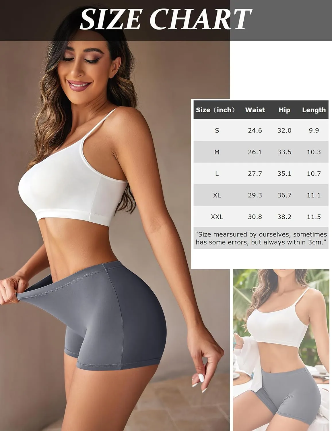 Ekouaer Boyshort Panties Women's Soft Underwear Briefs Invisible Hipster 3 Pack Seamless Boxer Brief Panties S-XXL