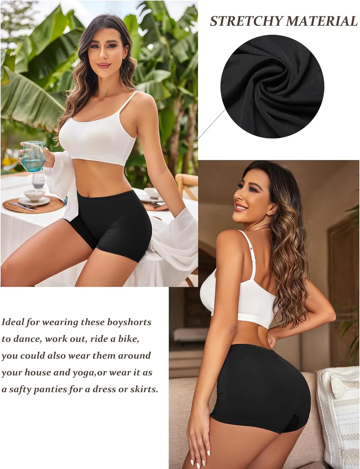 Ekouaer Boyshort Panties Women's Soft Underwear Briefs Invisible Hipster 3 Pack Seamless Boxer Brief Panties S-XXL
