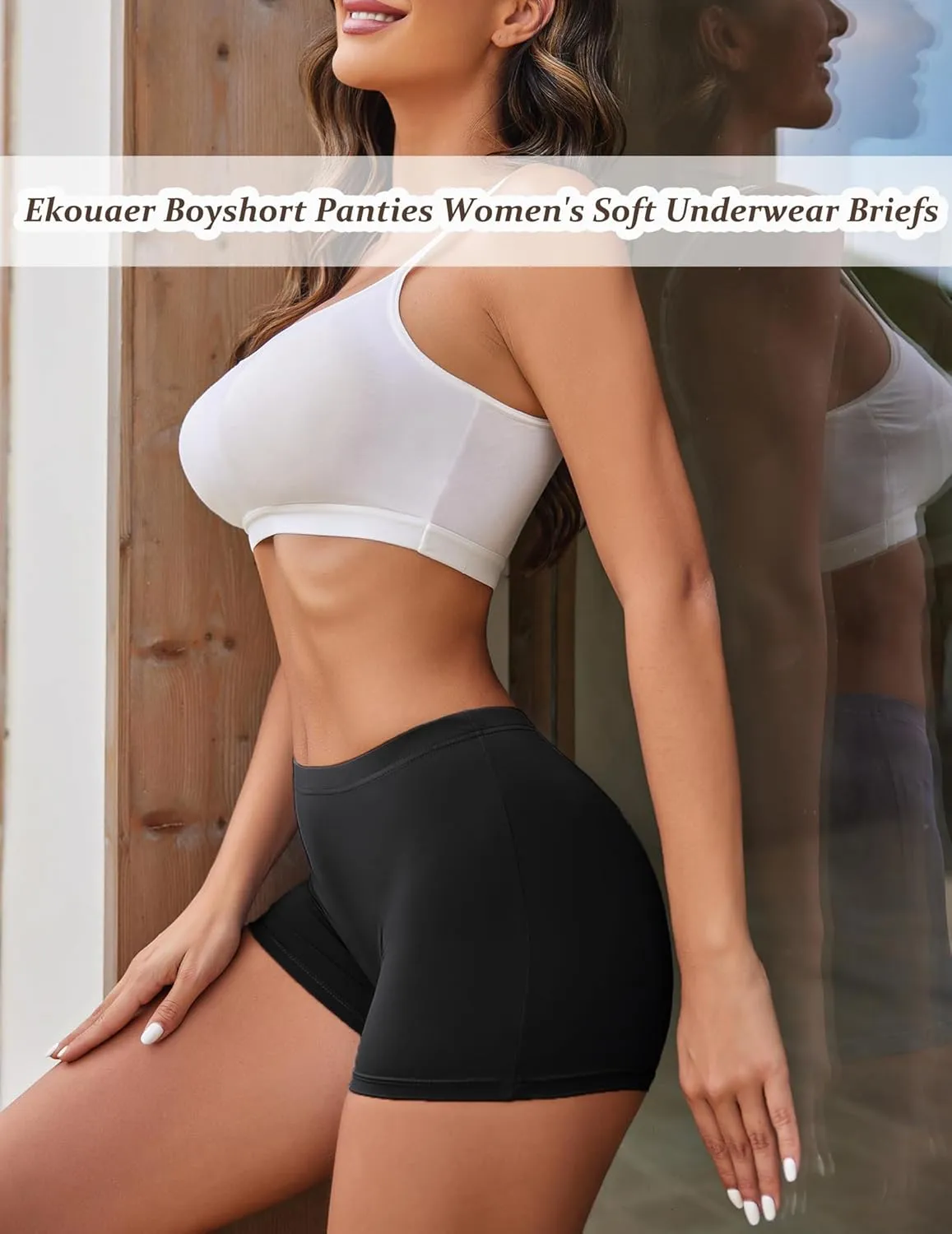 Ekouaer Boyshort Panties Women's Soft Underwear Briefs Invisible Hipster 3 Pack Seamless Boxer Brief Panties S-XXL
